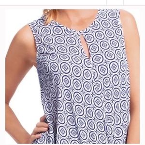 CAbi blue and white keyhole tank top.